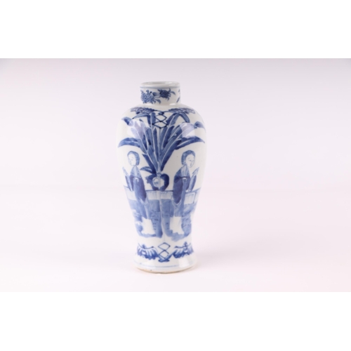 1975 - A Chinese blue and white vase, decorated figures on a terrace, with four character blue mark to the ... 