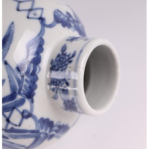 1975 - A Chinese blue and white vase, decorated figures on a terrace, with four character blue mark to the ... 