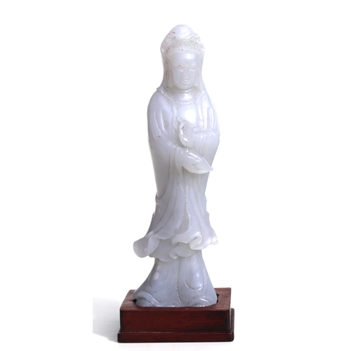 1985 - A Chinese jade figure depicting Guanyin, 13cms high.