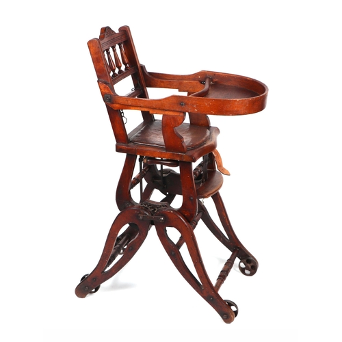 2004 - An Antique oak child's metamorphic highchair,