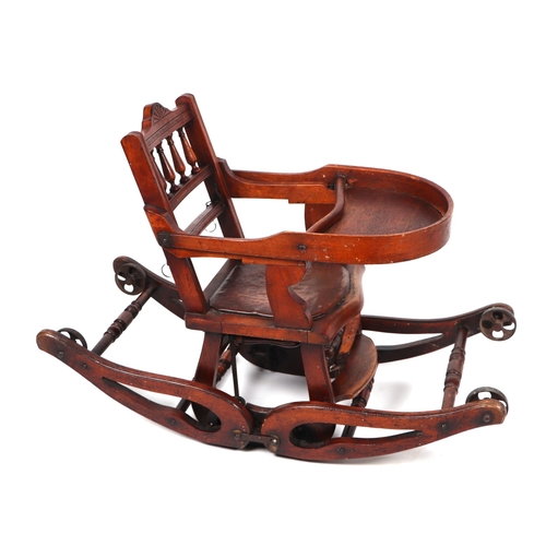 2004 - An Antique oak child's metamorphic highchair,