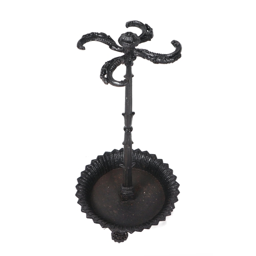 2016 - A Victorian cast iron four-division stick stand on lion paw feet, 80cms high.