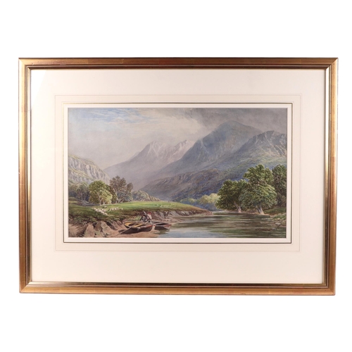 205 - David Hall McKewan (1816-1873) - Blea Tarn, Langdale - mountainous river scene, signed lower right, ... 