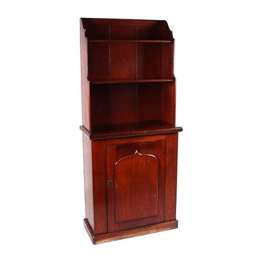 2060 - A 19th century mahogany open bookcase on cupboard, the upper section with two-tier bookcase on cupbo... 