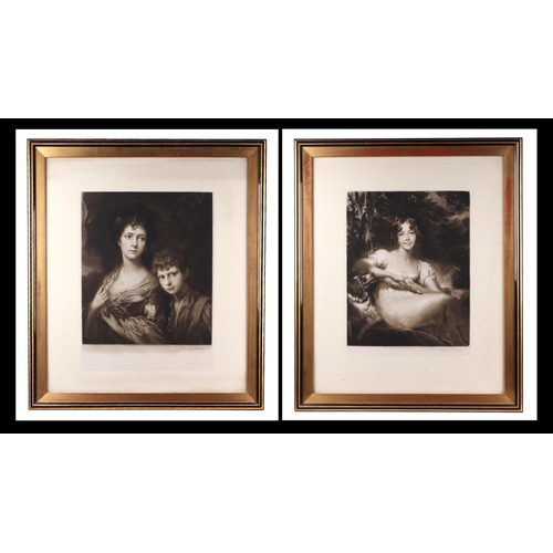 208 - Norman Hirst (1862-1956) after Gainsborough - Miss Linley and her Brother - monochrome print, signed... 