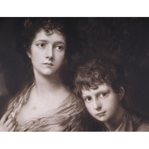 208 - Norman Hirst (1862-1956) after Gainsborough - Miss Linley and her Brother - monochrome print, signed... 