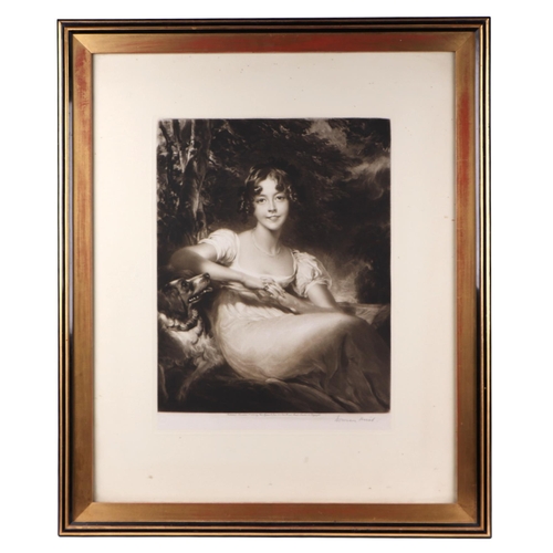 208 - Norman Hirst (1862-1956) after Gainsborough - Miss Linley and her Brother - monochrome print, signed... 