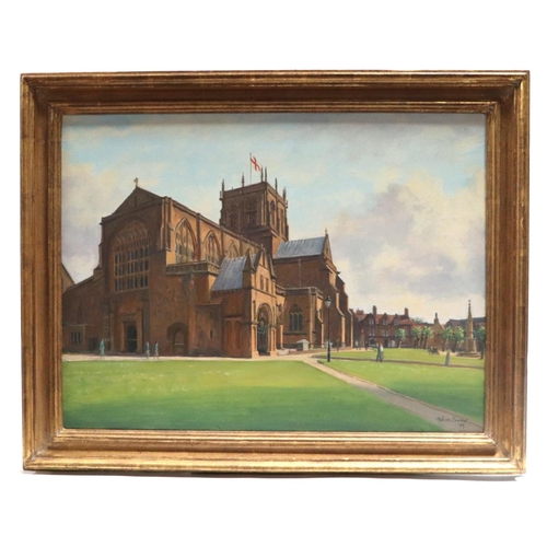 212 - Julian Barrow (1939-2013) - Sherborne Abbey Dorset - oil on canvas, signed & dated '99 lower right, ... 