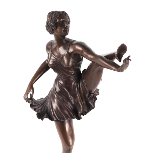 270 - Bruno Zack (circle of Bruno Zach) - a bronze Art Deco figural sculpture depicting a high kicking dan... 