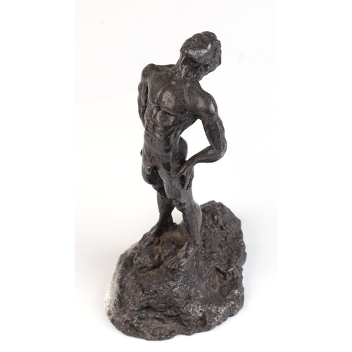 272 - A cast lead figure of a male nude, 19cms high.