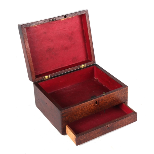 289 - A George III mahogany work box crossbanded and with shell inlay decoration and secret drawer, 24cms ... 