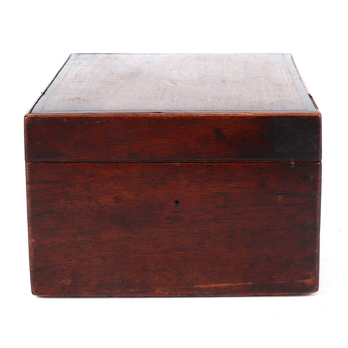 289 - A George III mahogany work box crossbanded and with shell inlay decoration and secret drawer, 24cms ... 