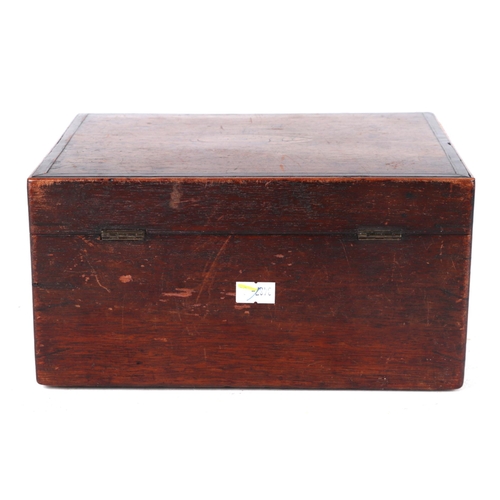 289 - A George III mahogany work box crossbanded and with shell inlay decoration and secret drawer, 24cms ... 