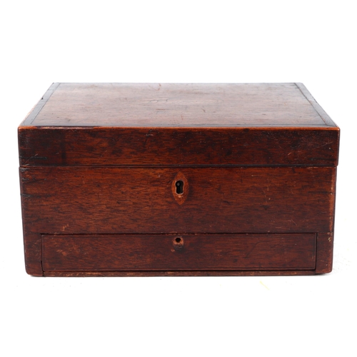 289 - A George III mahogany work box crossbanded and with shell inlay decoration and secret drawer, 24cms ... 