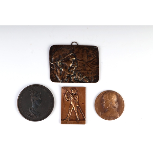 292 - A group of bronze medallions and plaques, largest 10cm by 8cm (4)