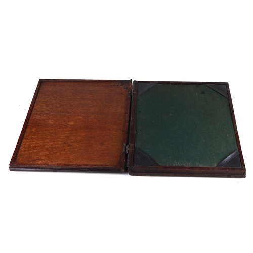 300 - A 19th century  Austrian lap desk and matching box, both having bronze panels decorated in relief wi... 