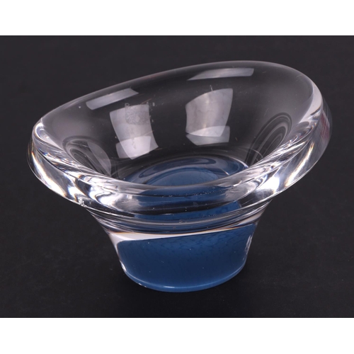 32 - A Kosta Boda free form glass bowl, signature to base, 13cm diameter.