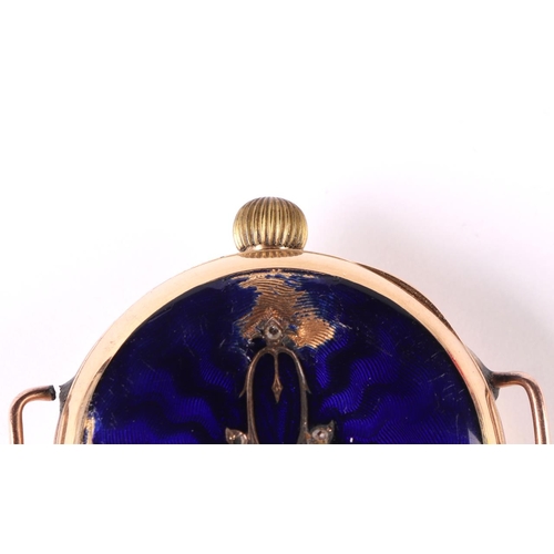 341 - An 18ct gold cased watch, the white enamel dial with Roman numerals, the back of the case decorated ... 