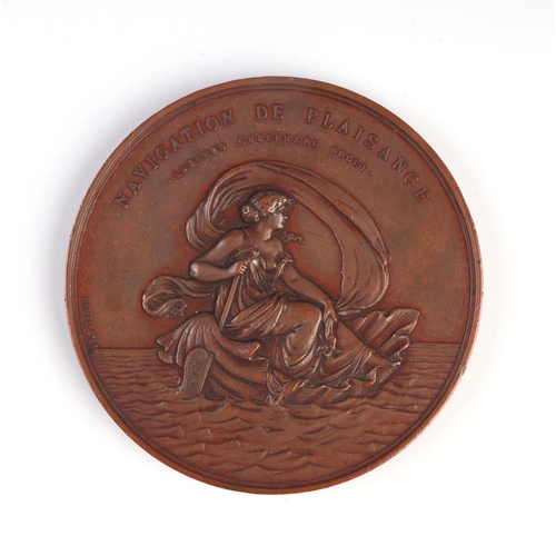 379 - Yachting interest:  A Yacht Club de France First Prize bronze medallion awarded to Albertine, 15th J... 