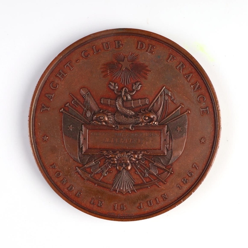 379 - Yachting interest:  A Yacht Club de France First Prize bronze medallion awarded to Albertine, 15th J... 