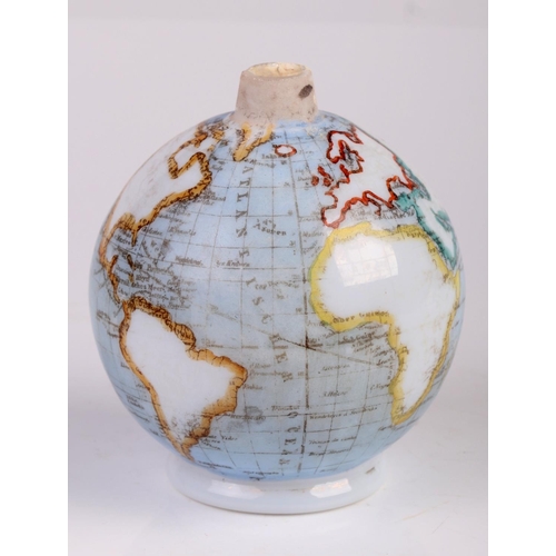 39 - A Victorian glass novelty terrestrial globe flask, 9.5cm high