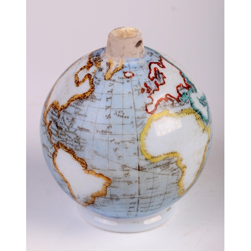 39 - A Victorian glass novelty terrestrial globe flask, 9.5cm high