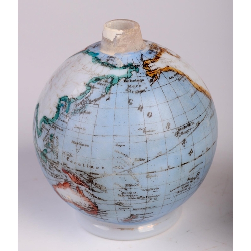 39 - A Victorian glass novelty terrestrial globe flask, 9.5cm high