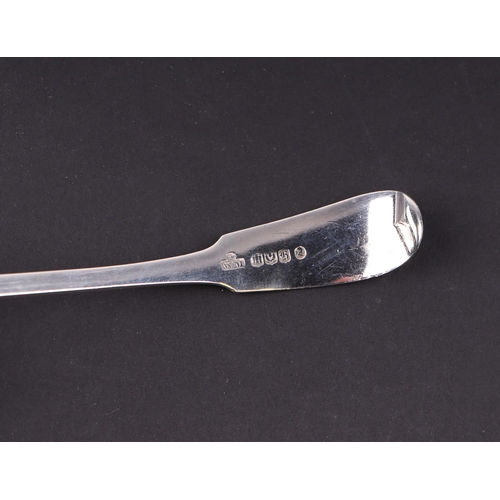 395 - A Scottish William IV provincial silver fiddle pattern sauce ladle, initialled, Edinburgh 1833, 31g.