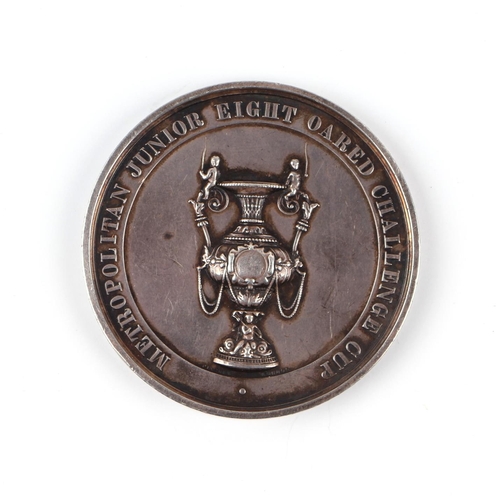 412 - An 1866 Metropolitan Junior 8 board Challenge Cup silver medallion, 86g.