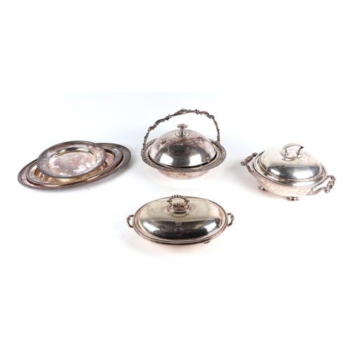 426 - A service of silver plated entree dishes and covers, tureens and covers and trays, all with armorial... 