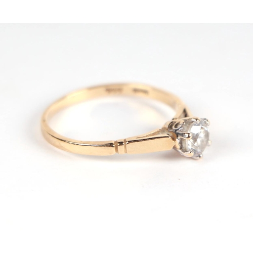 467 - A 14ct gold cubic zirconia solitaire ring, approx UK size 'O', 2.1g.