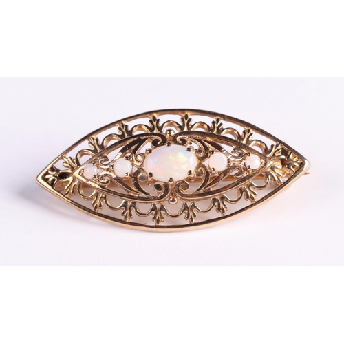 518 - A 9ct gold opal set brooch; together with a 9ct gold amethyst and pearl bar brooch, 5.3g.