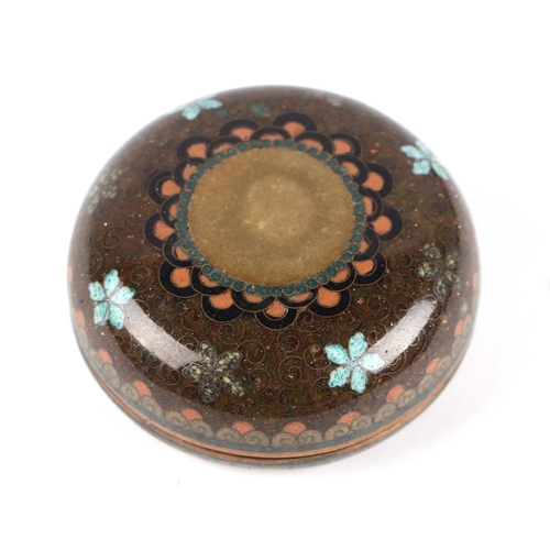 629 - A Japanese Meiji cloisonné box and cover of compressed globular form