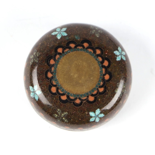 629 - A Japanese Meiji cloisonné box and cover of compressed globular form