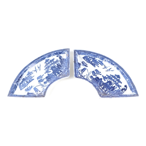 63 - A group of seven blue and white meat plates, largest 51cm wide together with two shaped side dishes,... 