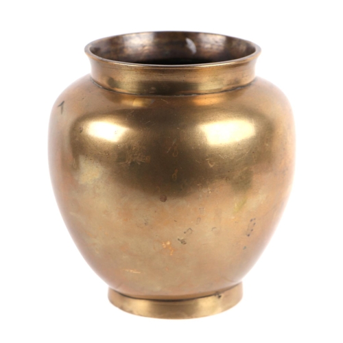 630 - A Chinese polished bronzed vase, with seven character mark to the underside, 13cm high.