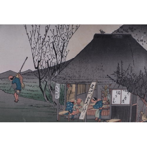 666 - An Edo period Japanese Ando Hiroshige coloured woodblock print - Mariko Tea House in the 53 Stations... 