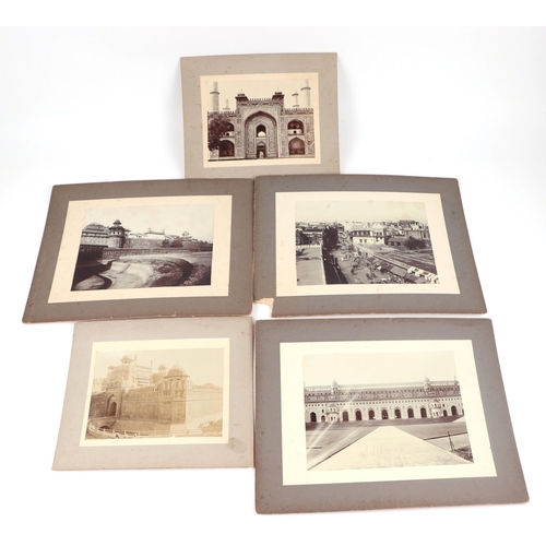 749 - A small collection of Victorian photographs of India including the Red Fort at Deli, street scenes a... 