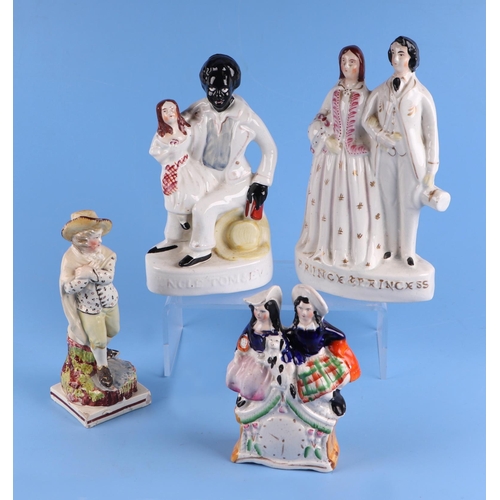 772 - A group of 19th century Staffordshire figures to include Uncle Tom and Eva, Prince and Princess grou... 