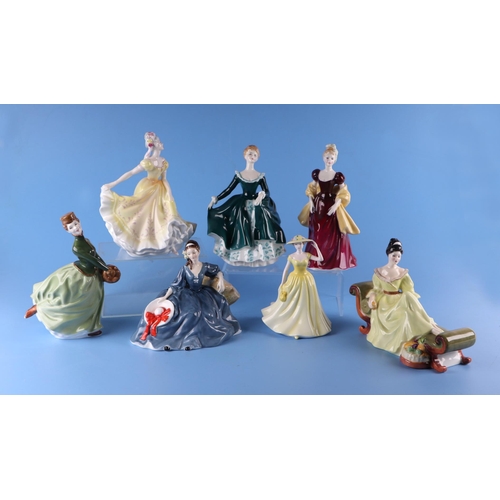 78 - A group of Royal Doulton figures to include At Ease HN 2473, In the Stocks HN 2163 and Janine HN2461... 