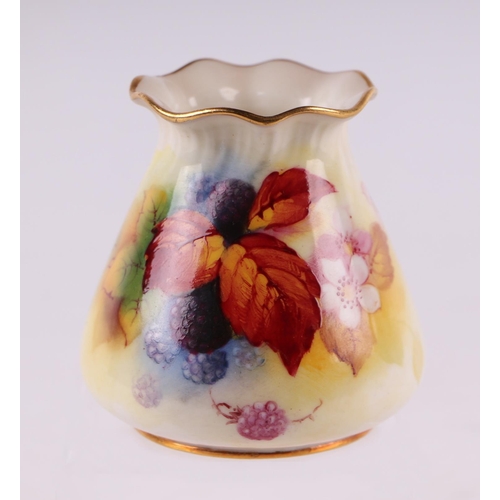 81 - A Royal Worcester vase, model no. G957, decorated with blackberries and signed K Blake, puce date ma... 