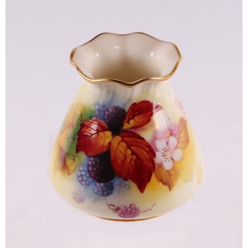 81 - A Royal Worcester vase, model no. G957, decorated with blackberries and signed K Blake, puce date ma... 