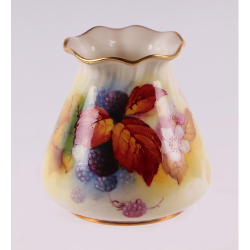 81 - A Royal Worcester vase, model no. G957, decorated with blackberries and signed K Blake, puce date ma... 