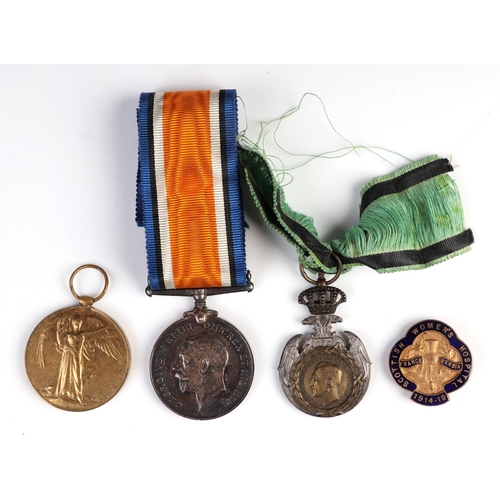 858 - A WWI medal pair awarded to female nursing assistant J D Davie, Jean Davie worked as a hospital assi... 