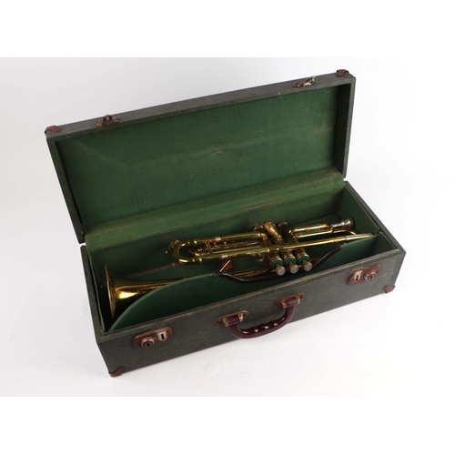 873 - A Boosey & Hawkes Emperor brass trumpet, cased.