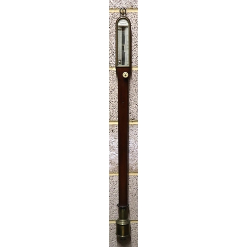 881 - A 19th century Bates of London mahogany and brass ship's stick barometer, 97cms high.Condition Repor... 