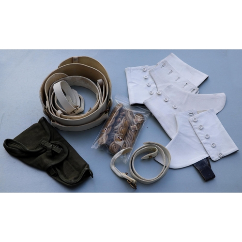 91A - A Scottish Division No. 1 cross belt, waist belt, sash and kid leather gaiters; two pairs of No 1 dr... 