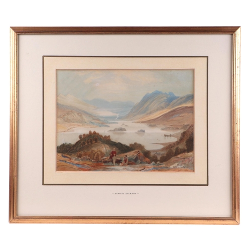 Samuel Jackson (Bristol school 1794-1869) - Mountainous Lake Scene with ...