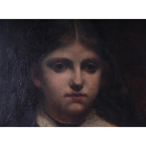 952 - 19th century school - Portrait of a Young Girl - oil on canvas, framed & glazed, 43 by 53cms.