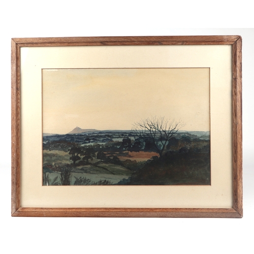 185 - 20th century school - Rural Landscape of the Somerset Levels with Glastonbury Tor in the Distance - ... 